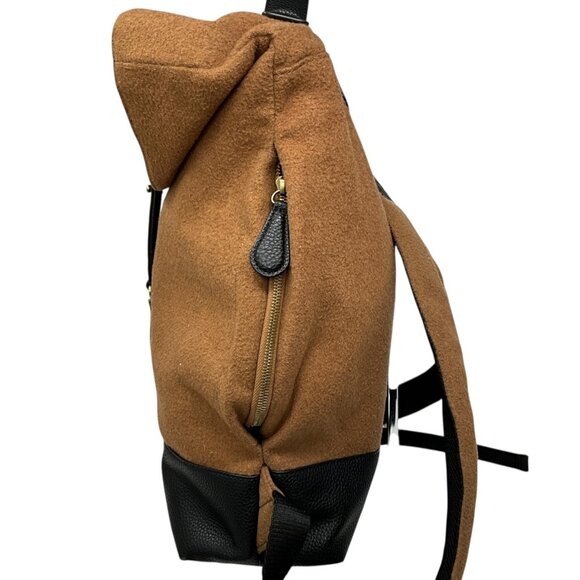 Ted Baker Cashed Fold Over Rucksack Backpack Camel Brown Black Laptop Sleeve - Picture 6 of 11